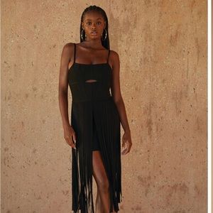 Herve Leger Fringe Cutout Dress